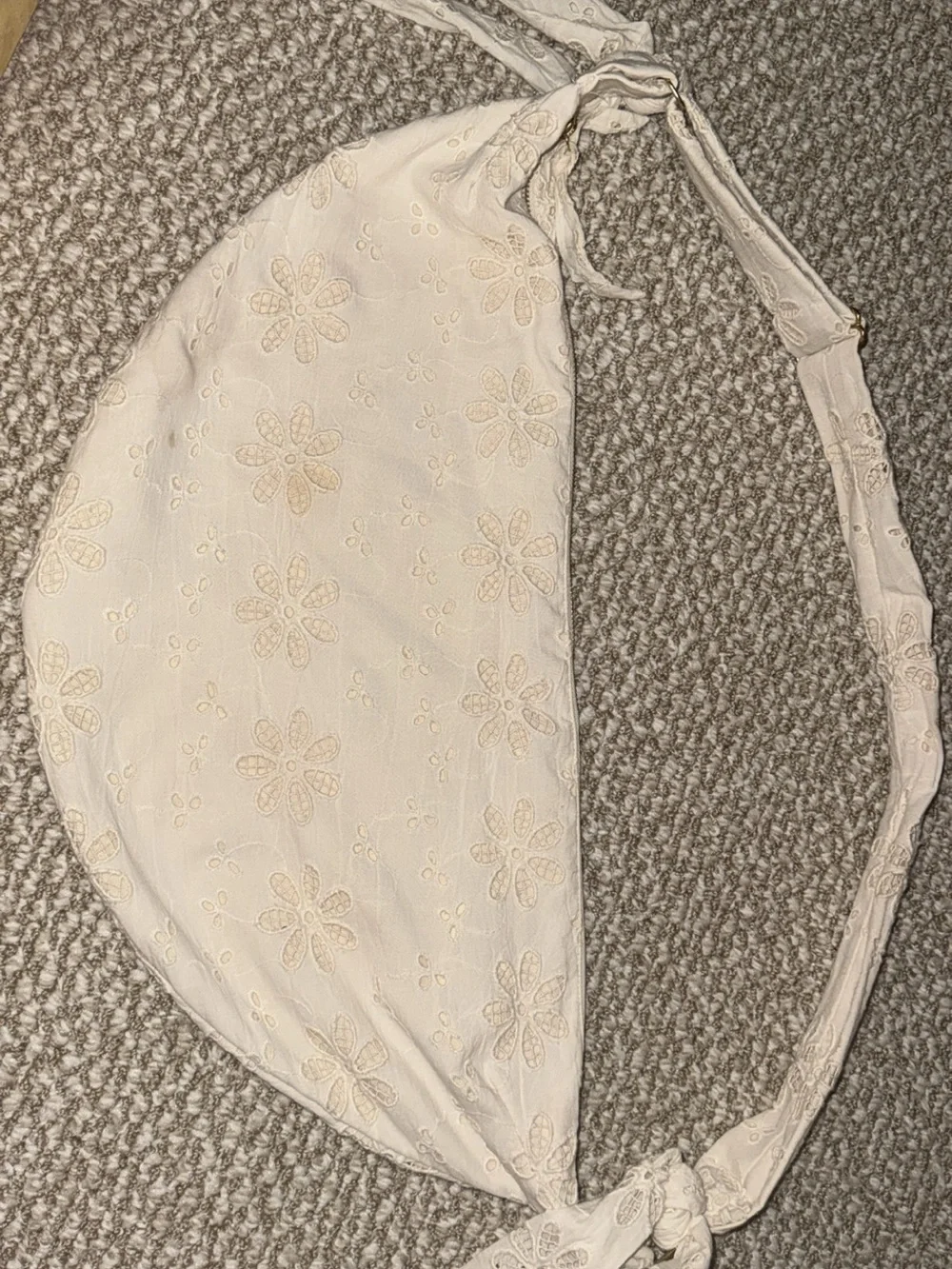 American Eagle Outfitters Cream Floral Embroidered Hobo Bag